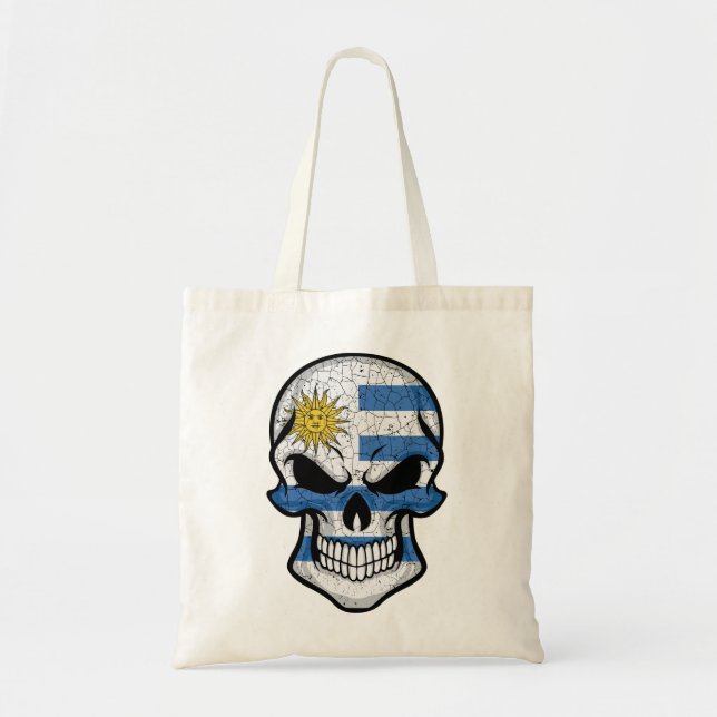 Bolsa Tote Uruguai Smiling Skull Flag (Frente)