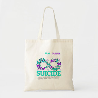 Bolsa Tote Use Roxo E Azul Turquesa Pela Prevenção Das Mães M