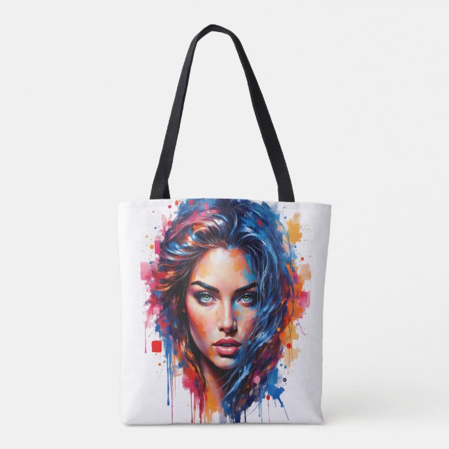 Bolsa Tote Uso cromático - Retrato de Neon Splash (Verso)