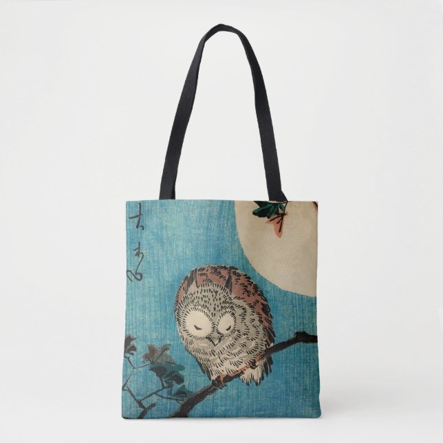 Bolsa Tote Utagawa Hiroshige - Coruja Chifre na Fileira Maple (Frente)