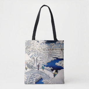 Bolsa Tote Utagawa Hiroshige - Ponte do Tambor em Meguro