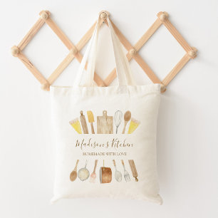 Bolsa Tote Utensílios de Cozinha Personalizados com Aquarela