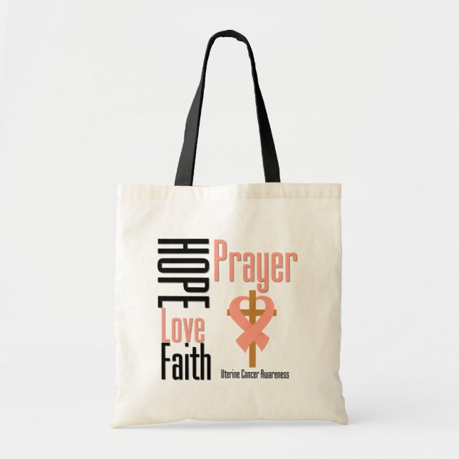 Bolsa Tote Uterine Cancer Hope Love Faith Reyer Cross (Frente)