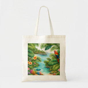 Bolsa Tote Utila Honduras Lagoa Tropical, Arara e Recife de C