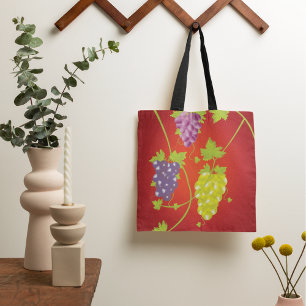 Bolsa Tote Uvas Com Pilhas De Uvas