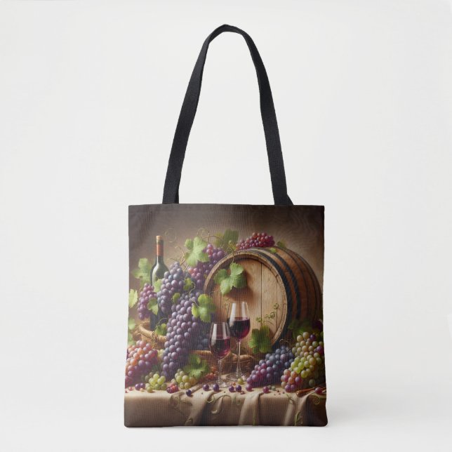 Bolsa Tote Uvas e Vinho Ainda Vidas (Frente)