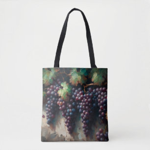 Bolsa Tote Uvas Roxas na Pintura a Óleo de Vinha