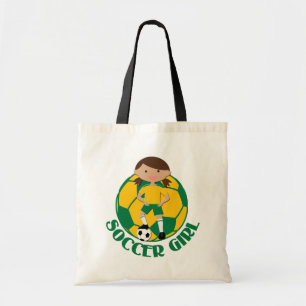 Bolsa Tote V2 verde e amarelo da menina 4 e da bola do
