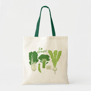 Bolsa Tote Vá Verde! (Verde Folhoso!) Legumes Felizes no Jard