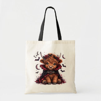 Bolsa Tote Vaca Alta Cute Vampira Halloween Aquarela