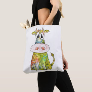 Bolsa Tote Vaca branca e colorida