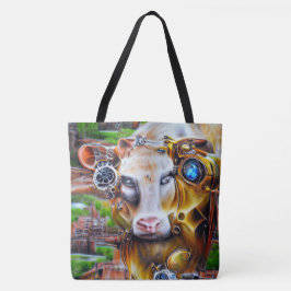 Bolsa Tote Vaca cibernética Steampunk