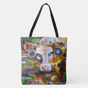 Bolsa Tote Vaca cibernética Steampunk