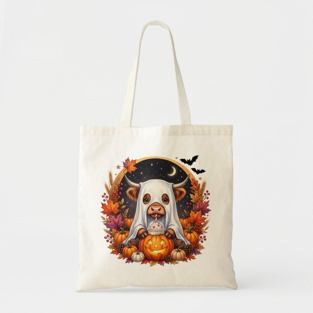 Bolsa Tote Vaca das Terras Altas fantasma (Frente)