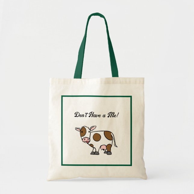 Bolsa Tote Vaca de desenho animado engraçado com atitude de a (Frente)