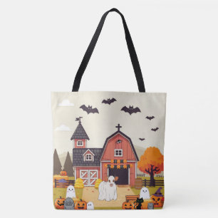 Bolsa Tote Vaca de Halloween fofa e fazenda