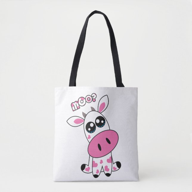 Bolsa Tote Vaca de morango branca (Frente)
