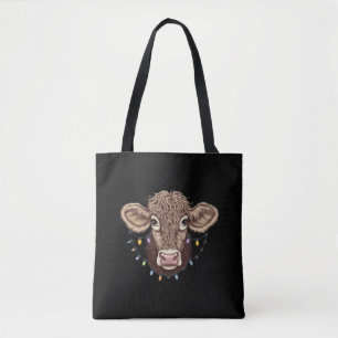 Bolsa Tote Vaca de Natal Luz Fazenda Farmante Xmas