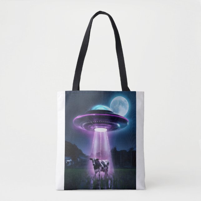 Bolsa Tote Vaca encontra aliens. (Frente)