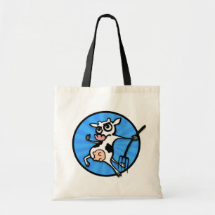 BOLSA TOTE VACA ENGRAÇADA DOS DESENHOS ANIMADOS COM A SACOLA