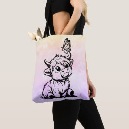 Bolsa Tote Vaca Highland com borboleta