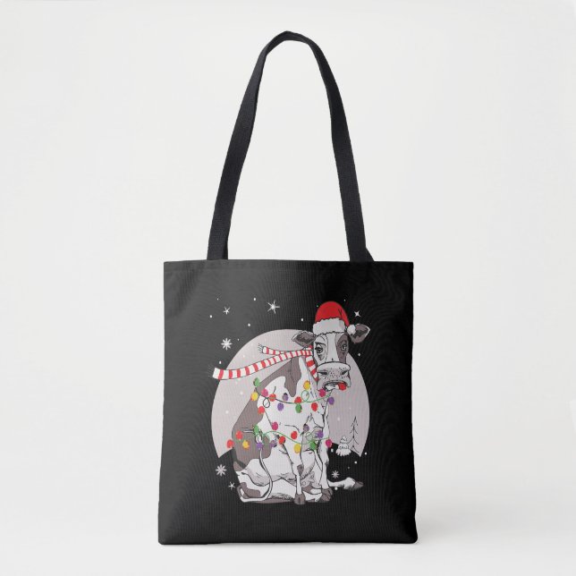 Bolsa Tote Vaca Passa Santa Hat Farmer de Natal (Frente)