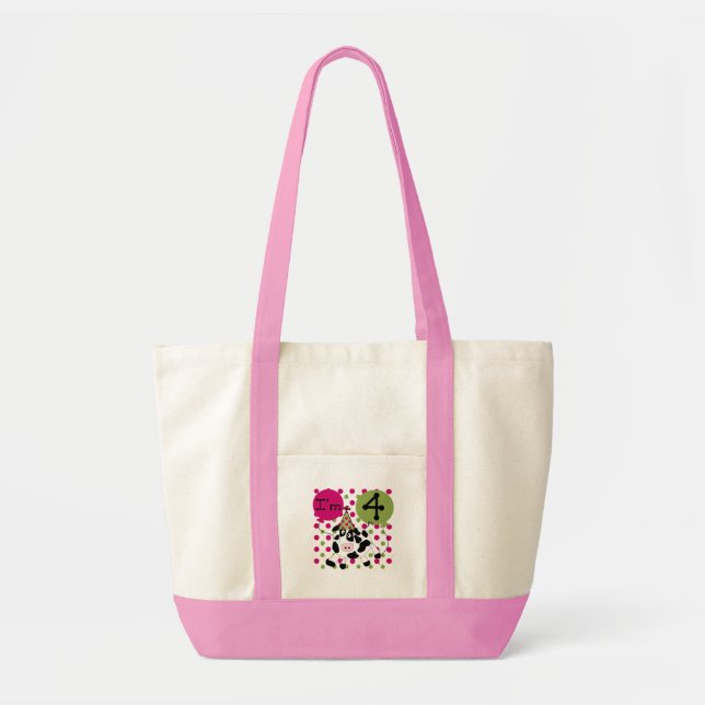 Bolsa Tote Vaca rosa 4º Camisetas e presentes de aniversário (Frente)