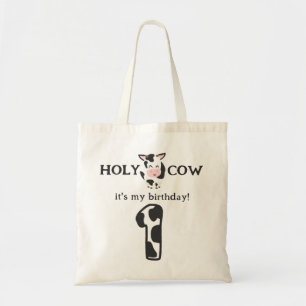 Bolsa Tote Vaca Sagrada Eu Sou Um 1º Aniversário Animal de Fa