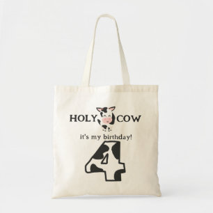 Bolsa Tote Vaca Santa Eu Estou com Quatro 4º Aniversário Anim