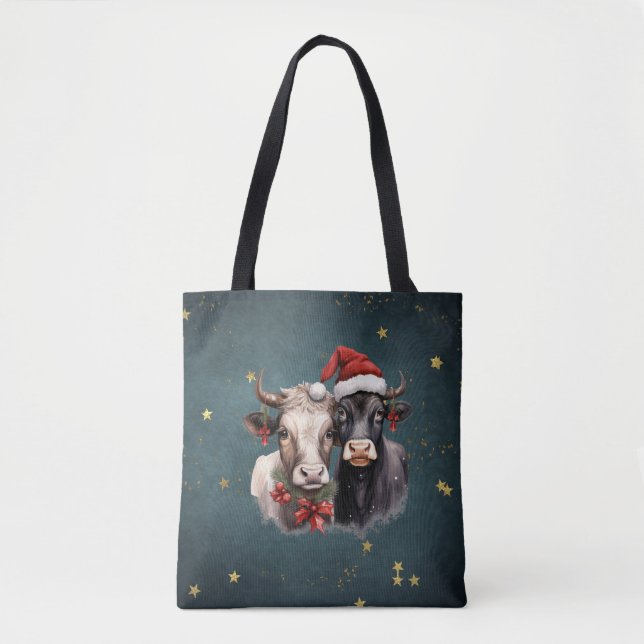 Bolsa Tote Vacas de Natal bonitas (Frente)