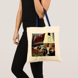 Bolsa Tote Vacas Leiteiras Holstein Antigas em Negócios de Fa