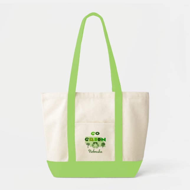 Bolsa Tote Vai a sacola verde do acento de Nebraska Seafoam (Frente)
