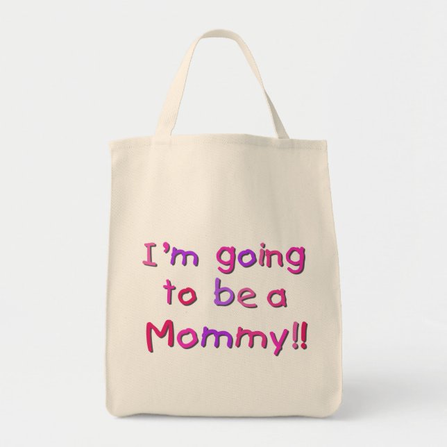 Bolsa Tote Vai ser uma Mamãe - Rosa e Roxo (Frente)