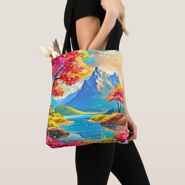 Bolsa Tote Vale do primavera: Montanha View (Close Up)