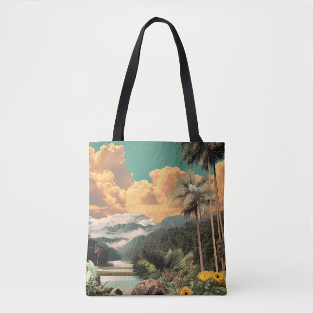 Bolsa Tote Vale Tropical Surreal com Palmeiras (Frente)