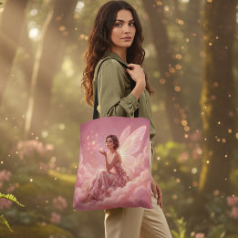 Bolsa Tote Valentine Fairy on Pink Clouds Fantasy Art