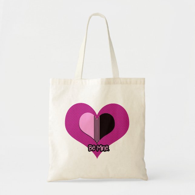 Bolsa Tote Valentine Heart Pink and Black Be Mine (Frente)