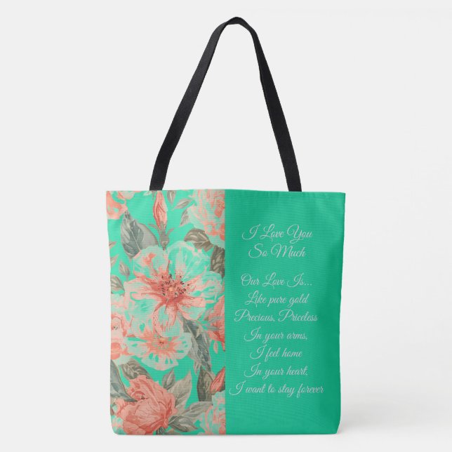 Bolsa Tote Valentines Day, I Love You So Much, Love Poem (Frente)