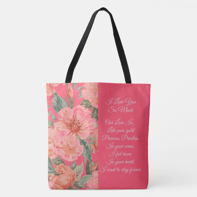 Bolsa Tote Valentines Day, I Love You So Much, Love Poem (Frente)