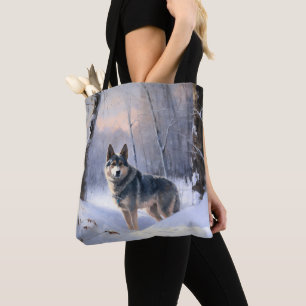Bolsa Tote Vallhund Sueco Deixe Nevar Natal