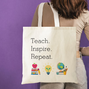 Bolsa Tote Valorização do Professor Ensine Inspire Repita Per