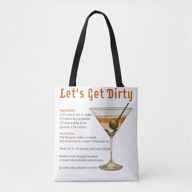 Bolsa Tote Vamos De Hora De Cocktail Obter Receita De Martini (Frente)