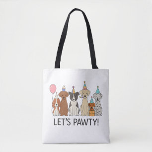 Bolsa Tote Vamos Festejar Cachorros Fofos Celebração de Festa
