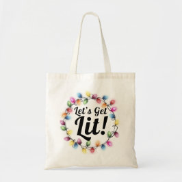 Bolsa Tote Vamos lá! - Design de Luzes de Natal Festivas