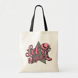 Bolsa Tote Vamos Lá Garota Bota Rosa de Cowgirl Western
