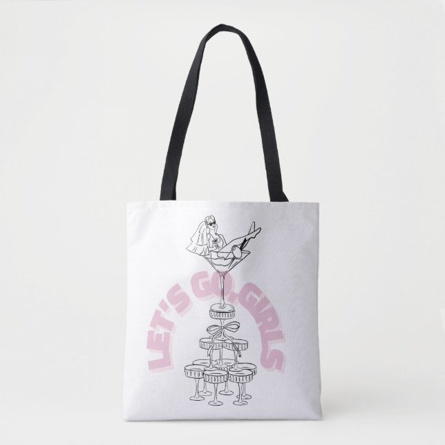Bolsa Tote Vamos Lá Garotas Design de Despedida de Solteira | (Frente)
