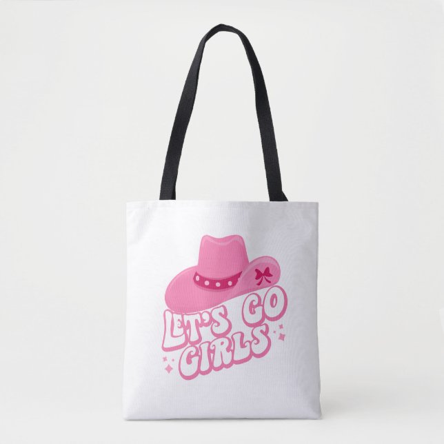 Bolsa Tote Vamos Meninas, Viagem de Meninas, Gráfico Retro (Frente)