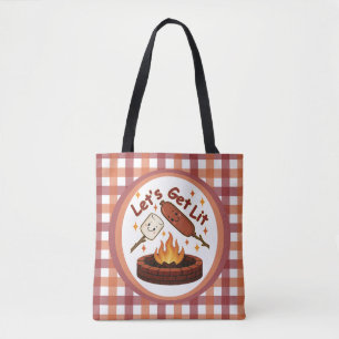 Bolsa Tote Vamos nos soltar no fogos - Marshmallow e cachorro