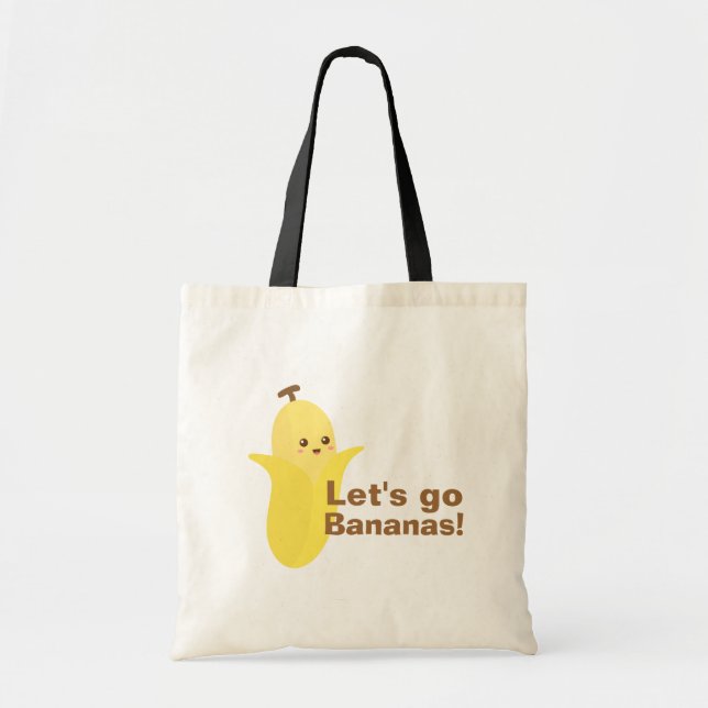 Bolsa Tote Vamos vai Bananas com esta banana fofa e feliz (Frente)