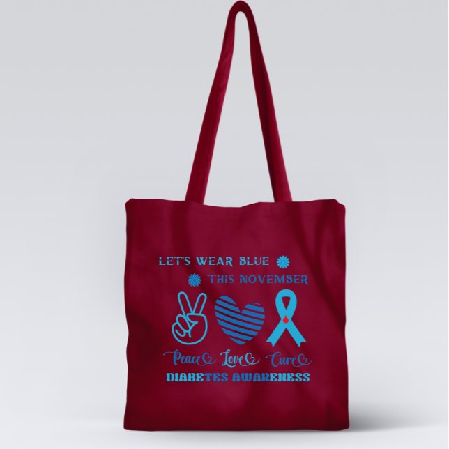 Bolsa Tote Vamos Vestir Azul Esta Consciência Novembro-Diabet (Criador carregado)